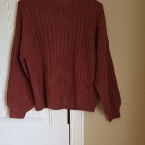 SO Women's Cowl Neck Sweater - Redish Brown